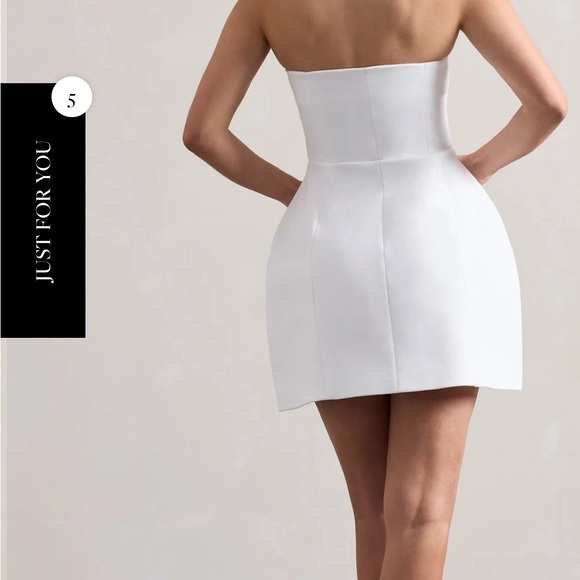 White bandeau tailored button mini dress - Picture 2 of 5